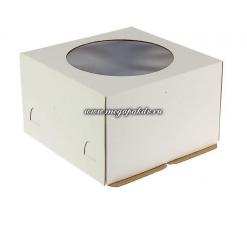 Коробка для торта 30х30 см, h 19 см, картон белый, КРЫШКА С ОКНОМ (50), Арт. EB 190 