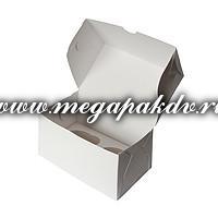 Короб под  2 Капкейка, БЕЛЫЙ картон. (100х160 мм, h 100 мм) 1*100