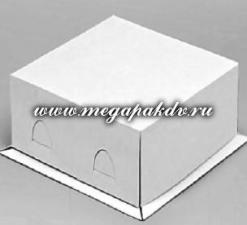 Коробка для торта 30х30 см, h 19 см, картон белый, крышка1*50+дно 1*25 (100) Арт. XW 190 