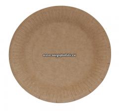 Тарелка картонная d-230 мм, крафт-крафт, 1*100 (500 шт./5 уп. в кор.) Snack Plate